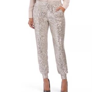Cable & Gauge Silver Sequin Track Pants Size XS NWTS